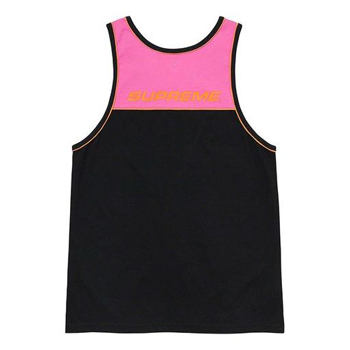 Supreme Velour Tank Top Tee 'Black Pink' SUP-SS20-7520