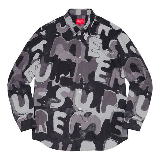 Supreme Painted Logo Shirt 'Black Grey' SUP-SS20-600
