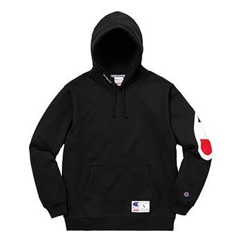 Supreme x Champion Hooded Sweatshirt 'Black White' SUP-SS18-526