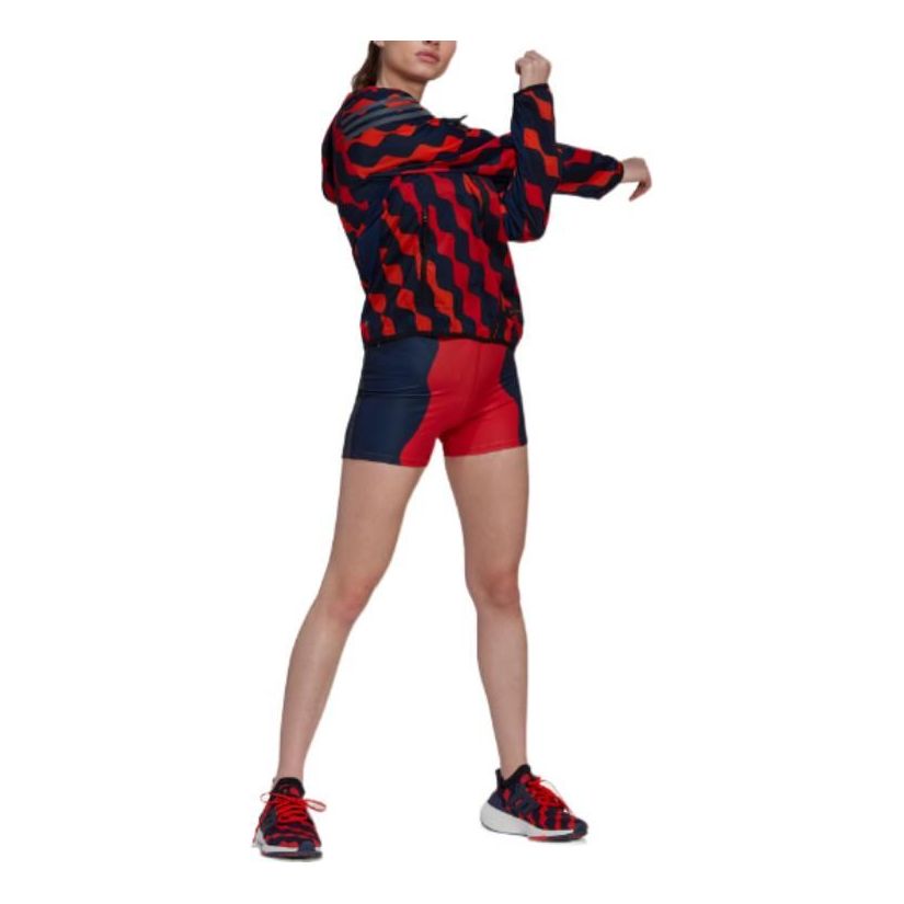 (WMNS) adidas Marimekko Run Icons 3-Stripes Hooded Running Windbreaker 'Red Black' HH7323
