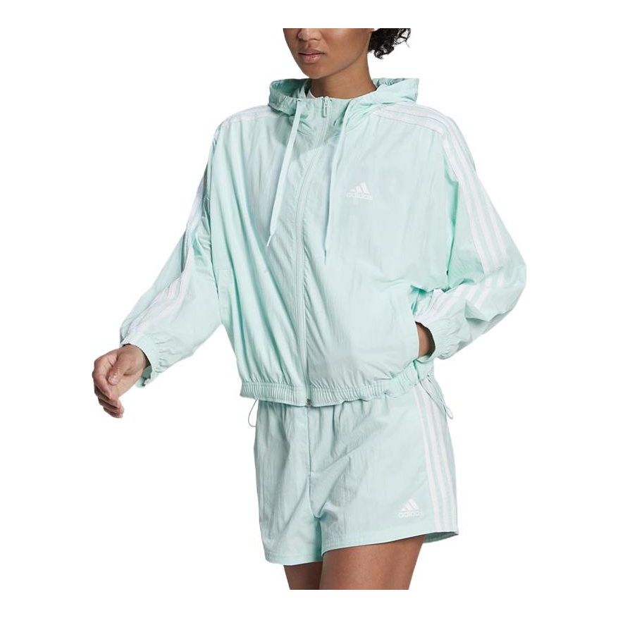 (WMNS) adidas Essentials Repeat Logo Loose Fit Windbreaker 'Blue' HC9158