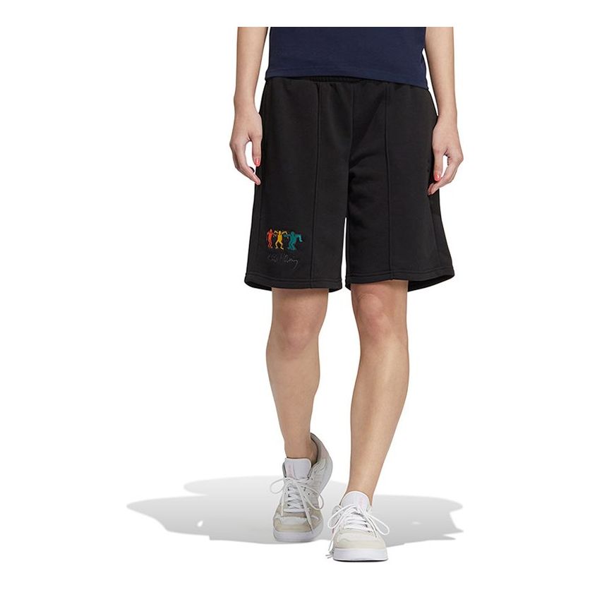 (WMNS) adidas Embroidered Letter Drawstring Shorts 'Black' HS6830