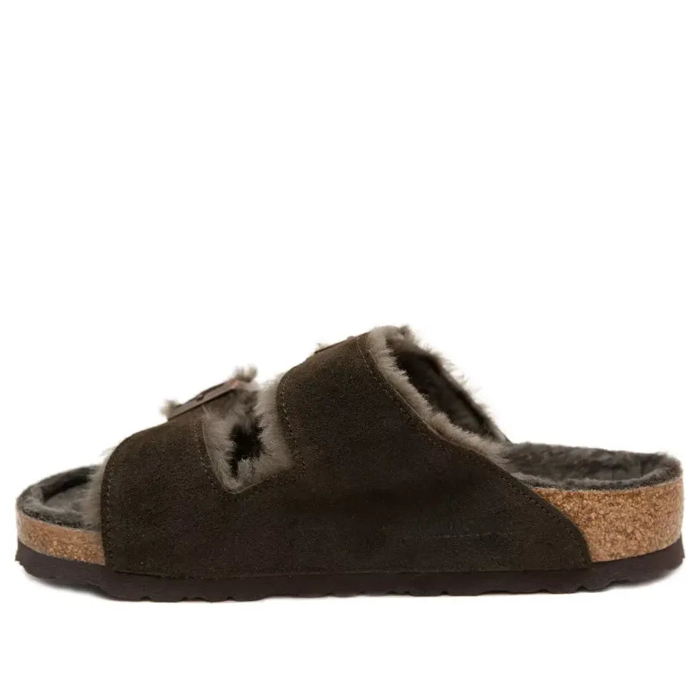 Birkenstock Arizona Shearling Suede Leather Narrow Fit Sandals 'Mocha' 1020528