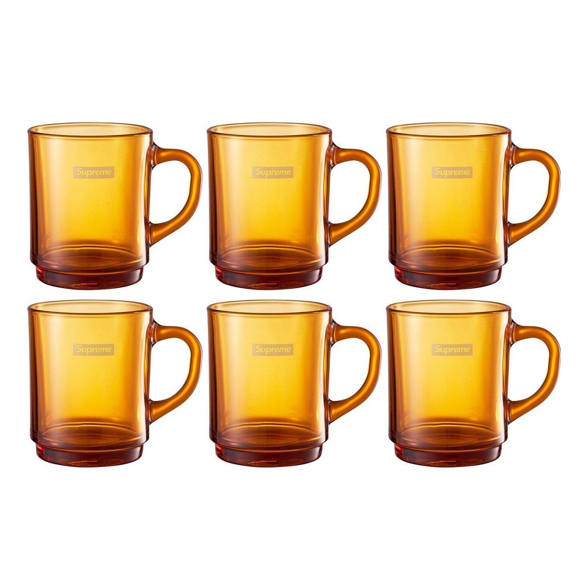 Supreme Duralex Glass Mugs (Set of 6) 'Gold' SUP-SS23-07