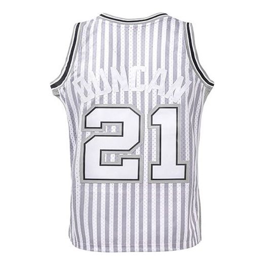 Mitchell & Ness x NBA San Antonio Spurs Striped Swingman Jersey 'White' SMJYBW19047-SASPTBK02TDU
