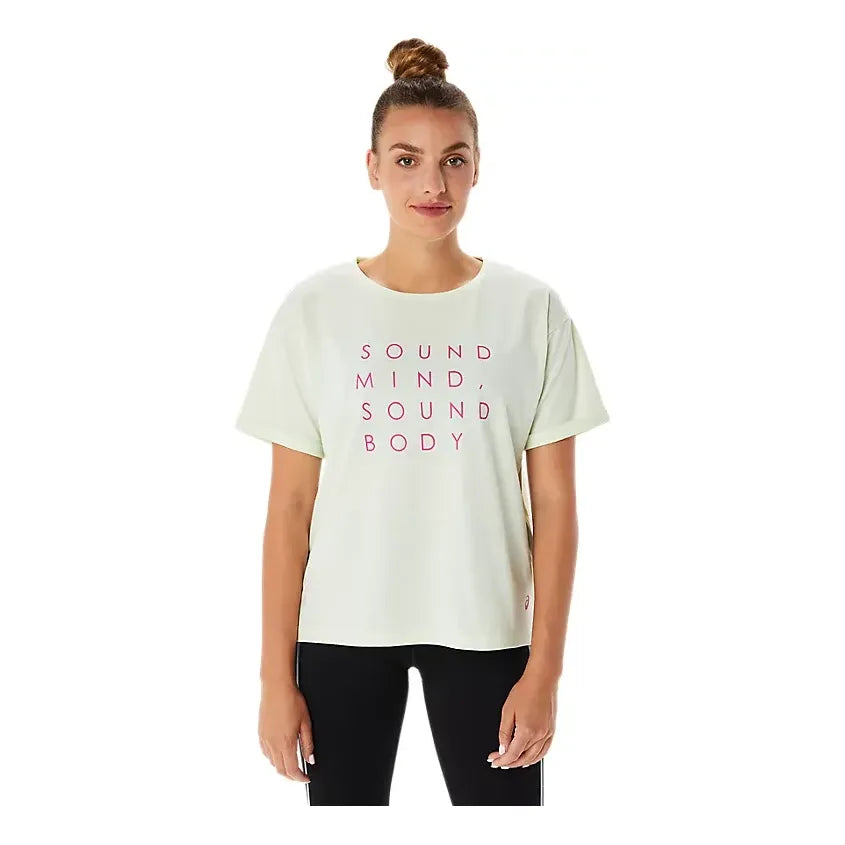 (WMNS) ASICS Training Core Relaxed Graphic T-Shirt 'Whisper Green' 2032C717-301