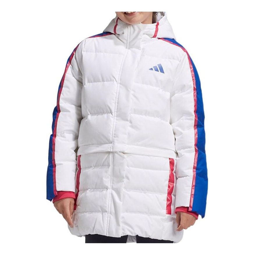 (GS) adidas Sportswear Fit Outdoor Hooded Puffer Jacket Asia Sizing 'White Blue' GG3702