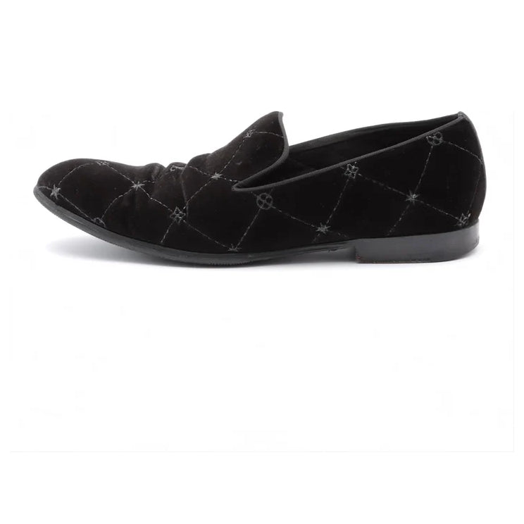 LOUIS VUITTON Auteuil Velvet Loafers 'Black with Silver Logo Lines' 1A5FXK