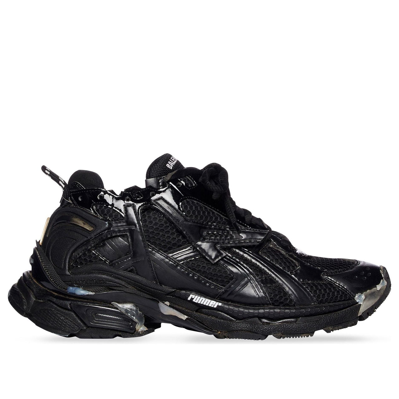 (WMNS) Balenciaga Runner Sneakers 'Black Mesh and Nylon with clear multicolor deco' 677402W3RB11000