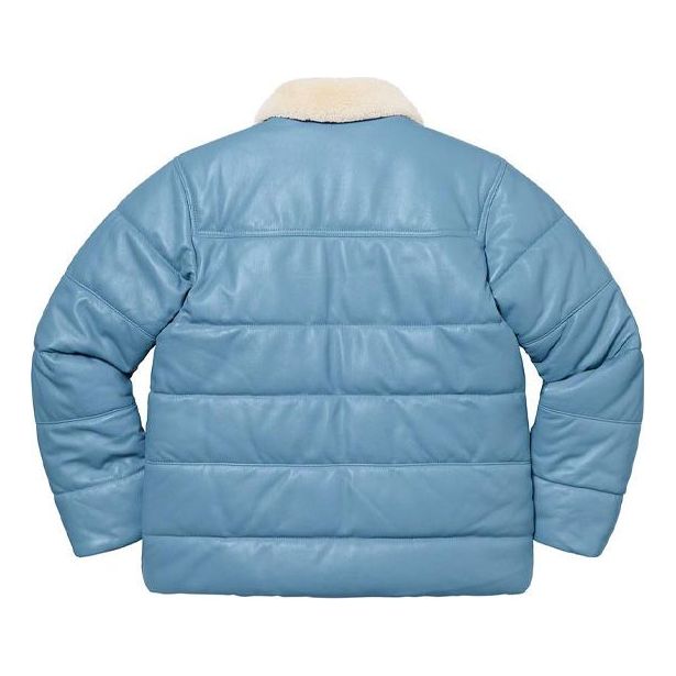 Supreme x Schott Shearling Collar Leather Puffy Jacket 'Teal White' SUP-FW21-356