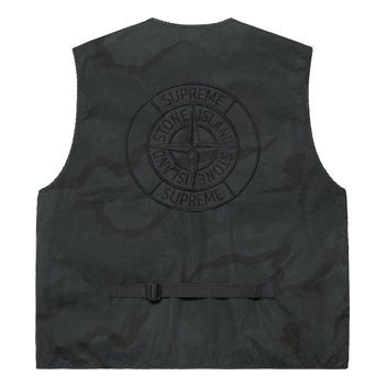 Supreme x Stone Island Water Resistant Brushed Cotton Canvas Vest 'Black' SUP-SS19-401