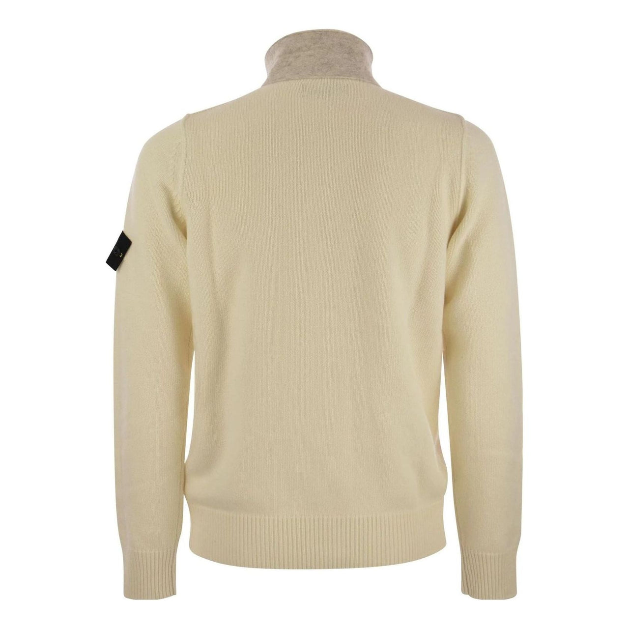 STONE ISLAND High Neck Logo Patch Ribbed Cardigan 'Beige' 7915547A3-V0099