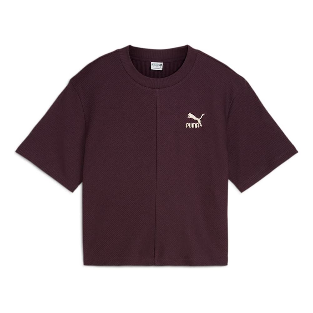 (WMNS) PUMA Classics Ribbed Relaxed T-Shirt 'Midnight Plum' 626626-44