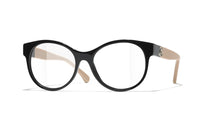 CHANEL Acetate Butterfly Eyeglass Frames Unisex Black/Beige