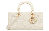 DIOR Lady D Joy Sheepskin Lady Dior Bag, Shoulder Bag, Crossbody Bag, Handbag Medium Size Women's Milk White