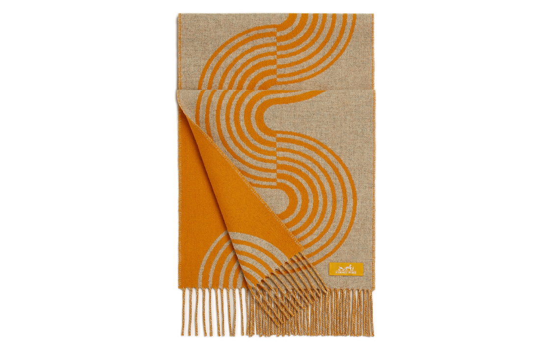HERMES Knit Scarves Unisex Yellow