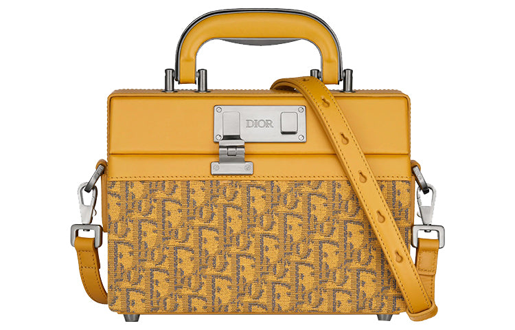 DIOR Lock Smooth Cow Leather Briefcase, Handbag, Shoulder Bag, Crossbody Bag Men's Gold
