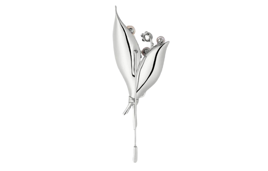 DIOR Silver Finish Brass With Pearl Decoration Brooches Women's Silver