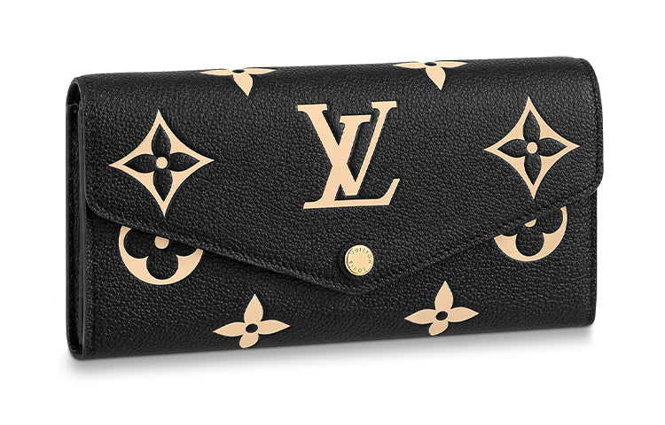 LOUIS VUITTON Sarah Cow Leather Wallet Regular Women's Black/Ecru