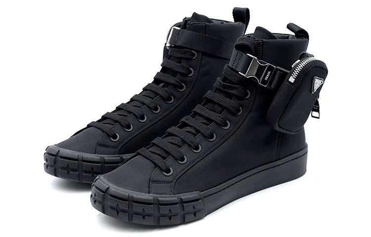 PRADA Skateboard Shoes Men High-Top Black