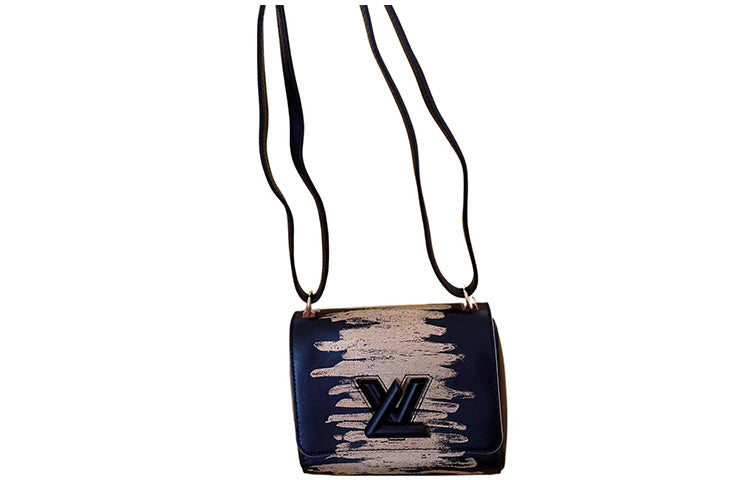 LOUIS VUITTON Twist Grained Leather Shoulder Bag Crossbody Bag Women's Marine Blue