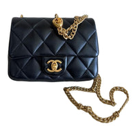 CHANEL Shiny Lambskin Crossbody Bag Shoulder Bag Women's Black