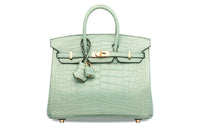 HERMES Birkin Short-Snouted Crocodile Leather Birkin Bag Handbags Women's 6U Aqua Green