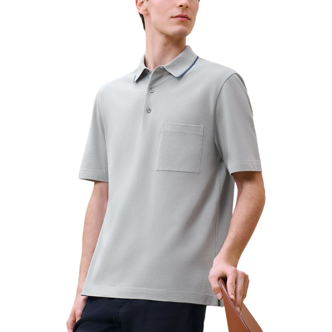 HERMES Polo Shirt Men's Light Gray