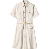 MIU MIU Logo-Patch Belted Shirt Dress