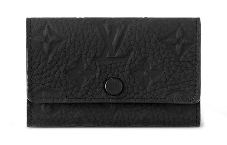 LOUIS VUITTON Leather Cow Leather Patchwork Trim Key Pouch Men's Black