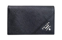 PRADA Cow Leather Wallet Card Holder Men's Black