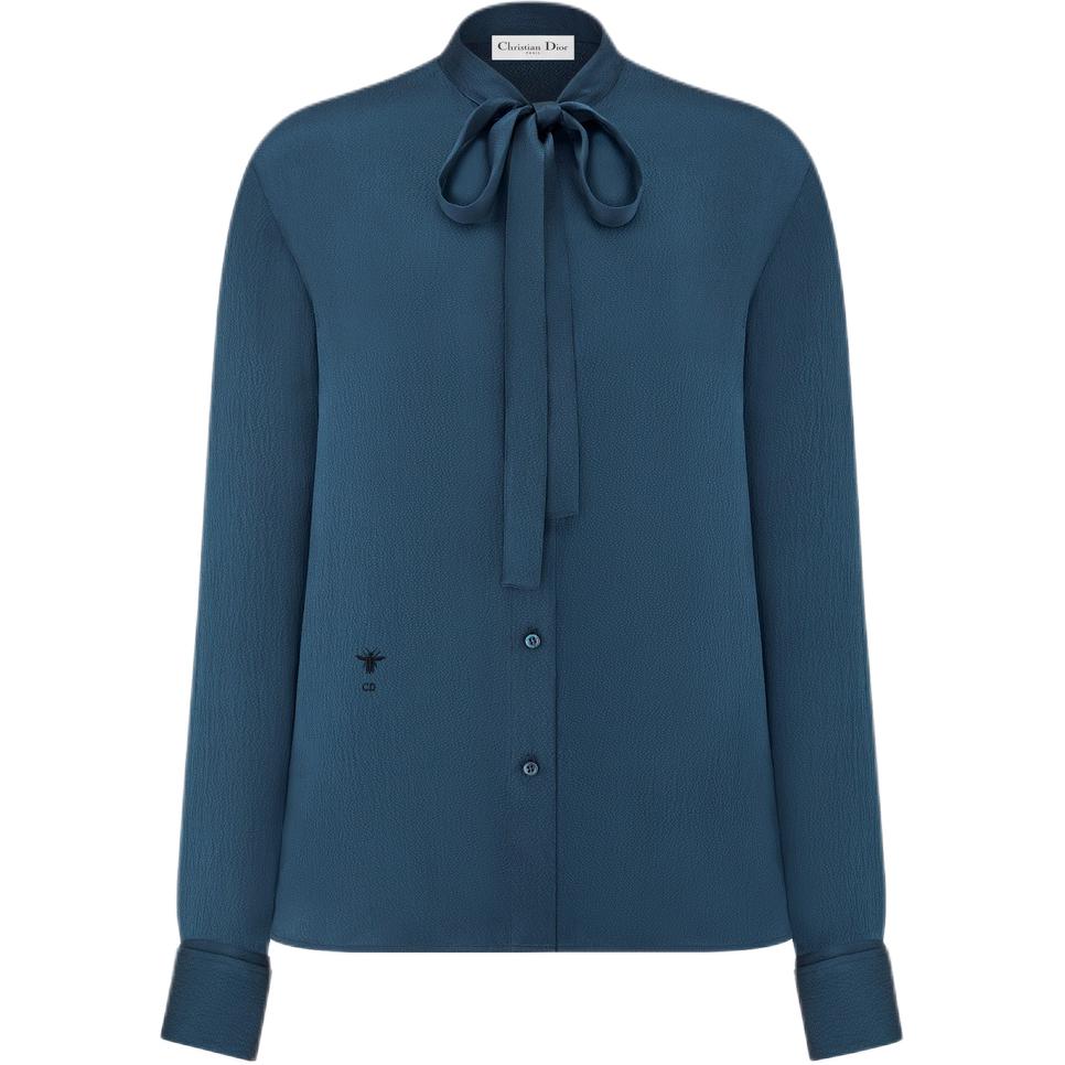 DIOR Ascot Blouse Shirt Women's Blue