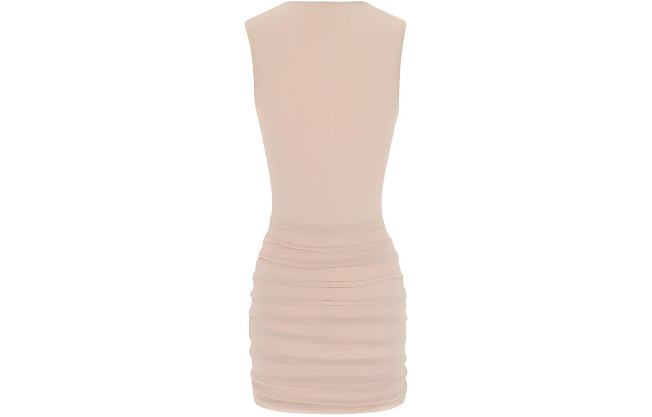 SAINT LAURENT Crewneck Ruched Detailed Mini Dress