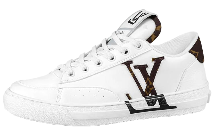 LOUIS VUITTON Charlie Low Top Stylish Skateboarding Shoes Women's White Brown