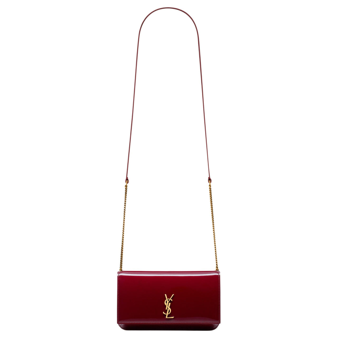 SAINT LAURENT Calfskin Shoulder Bag Crossbody Bag Women's Red