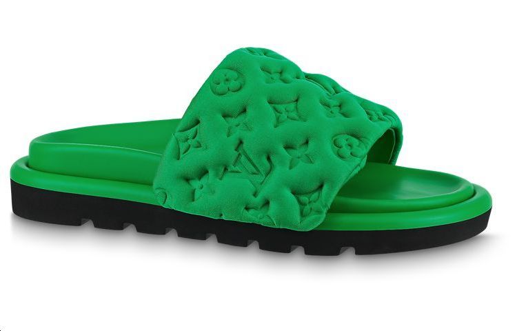 LOUIS VUITTON Odor Resistant Slide Slippers Women's Green