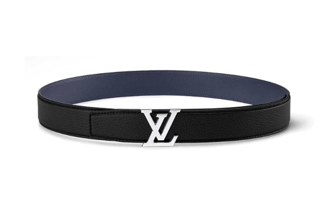 LOUIS VUITTON Leather Leather Belts Unisex Black Width: 3.5cm
