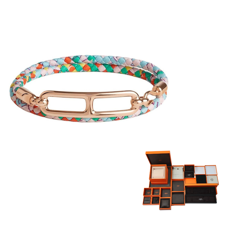 HERMES Silk Bracelets Unisex Gold