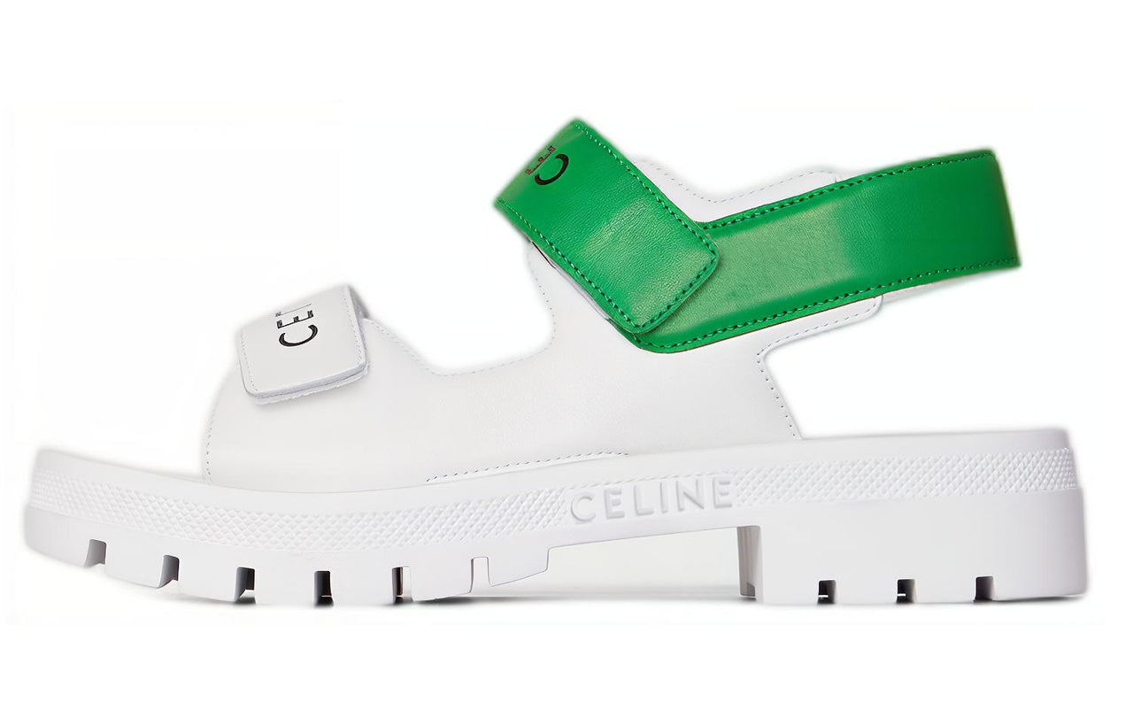 CELINE Leo Strap Sandals Women's White Green