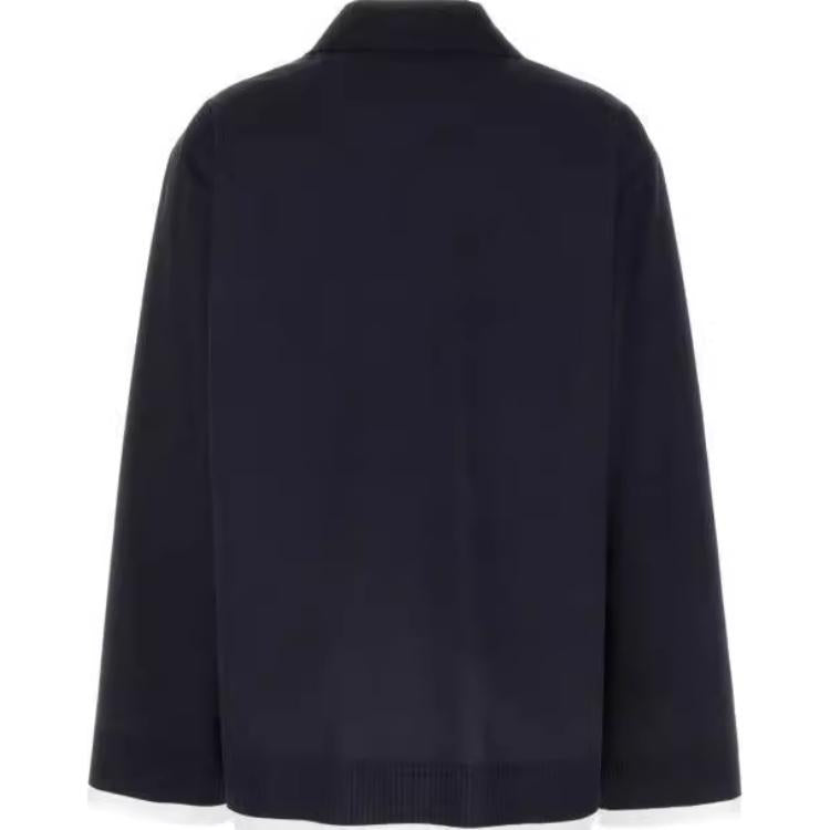 MIU MIU Raw Hem Camp Collar Shirt Blu Bianco