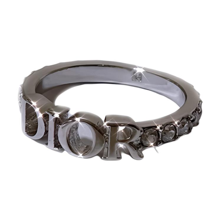 DIOR Metal Crystal Rings Women's Silver
