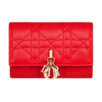 DIOR Lambskin Wallet Women's Bright Red