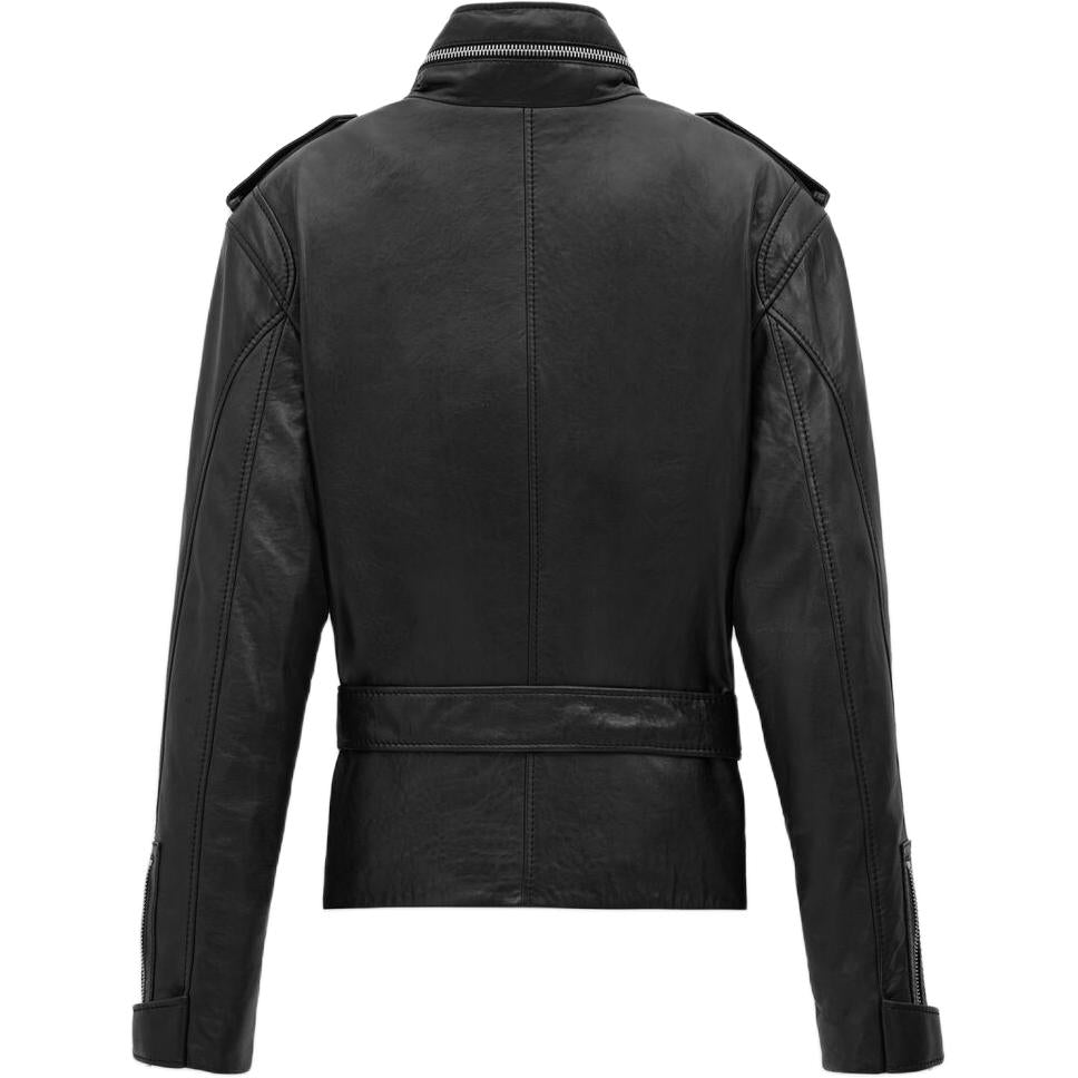 SAINT LAURENT High Neck Belted Short Jacket