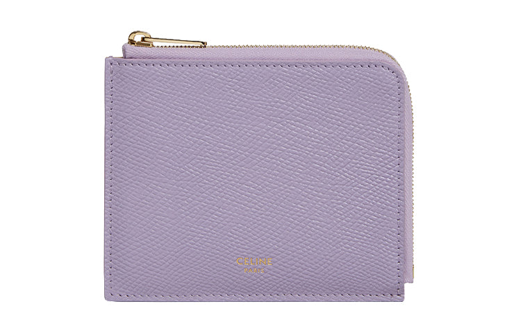 CELINE Grain Cow Leather And Smooth Sheepskin Card Holder Women's Milk Purple/Custard