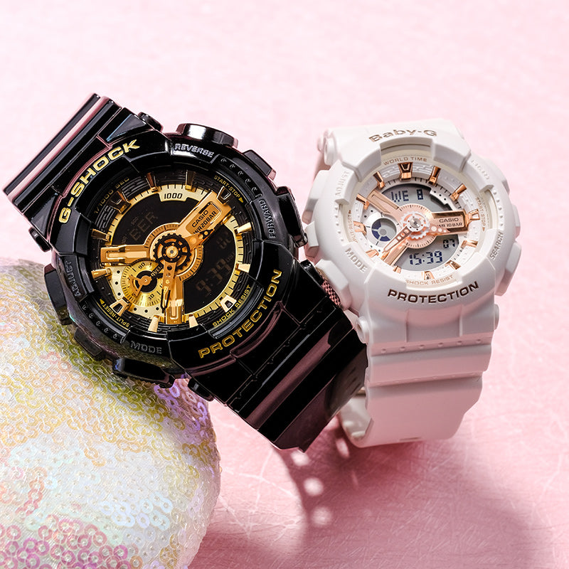 CASIO Baby-G 'Black & White' BA-110RG-7APR+GA-110GB-1APR