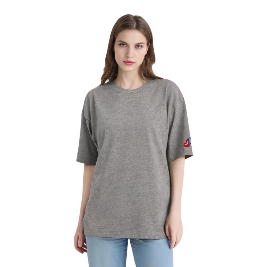 (WMNS) COMME des GARCONS PLAY FW25 Double Heart T-Shirt 'Grey' AZ-T327-051-2