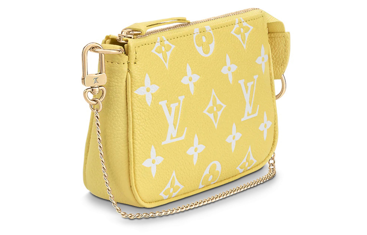 LOUIS VUITTON Pochette Accessories Mini Monogram Empreinte Embossed Lemon Curd Yellow