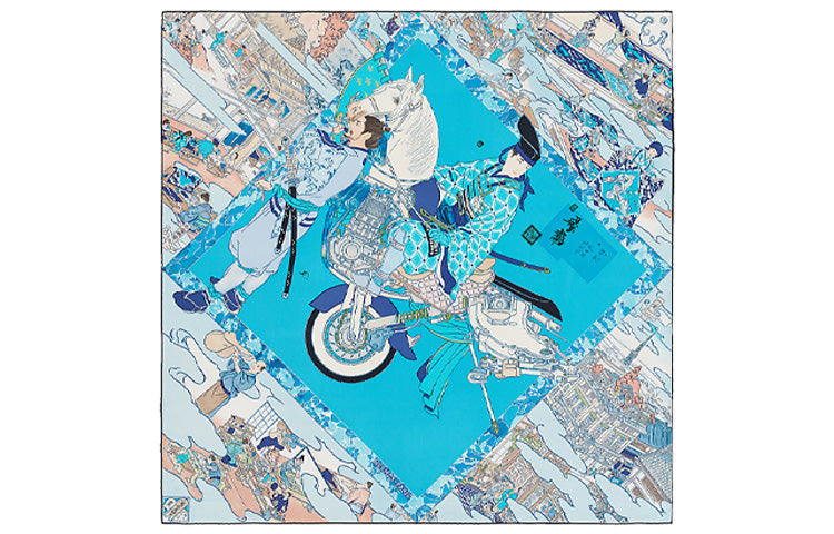 HERMES Silk Scarves Women's Blue