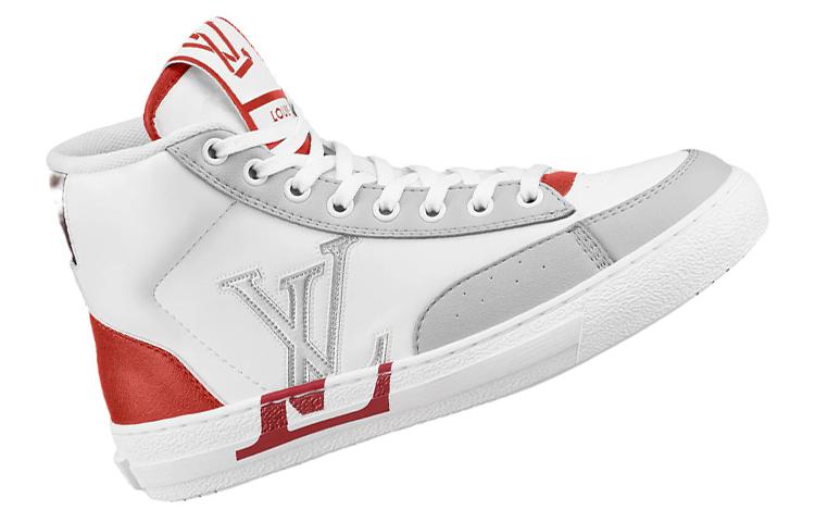 LOUIS VUITTON Charlie High Top Stylish Skateboarding Shoes Women's White Red