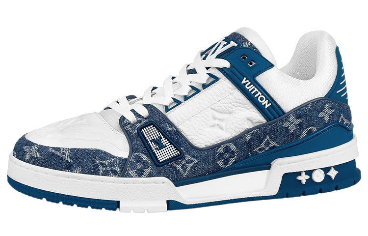 LOUIS VUITTON Trainer Low-Top Skateboard Shoes Unisex Blue White